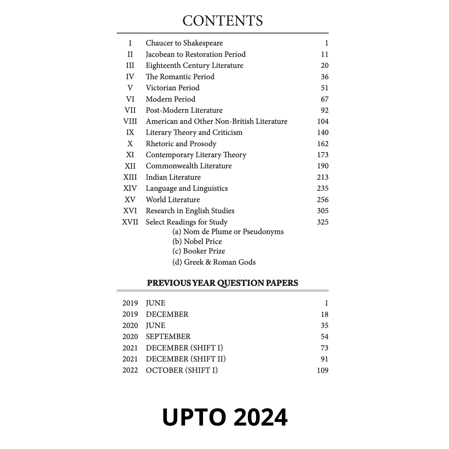 Objective Type Questions on Literature in English